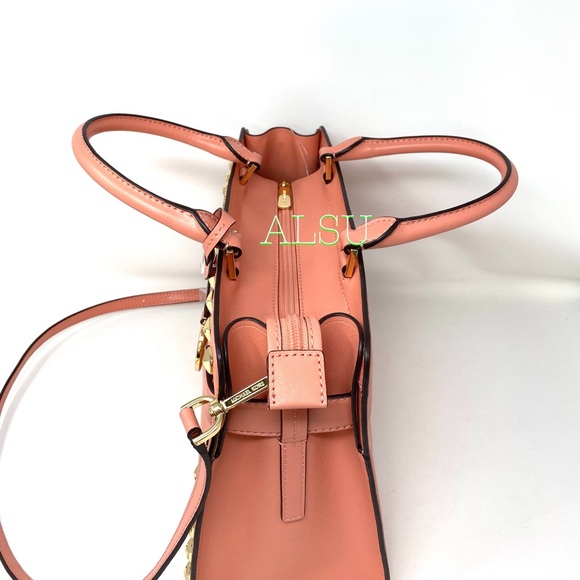 Michael Kors Rainer Medium Leather Satchel Peach - Picture 9 of 11